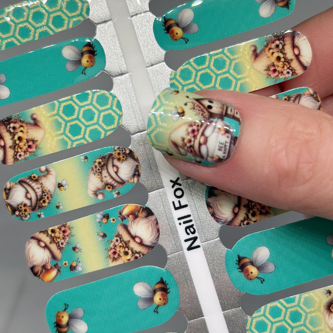 Bee My Gnome Exclusive Design Nail Wraps (GLITTER ACCENTS)