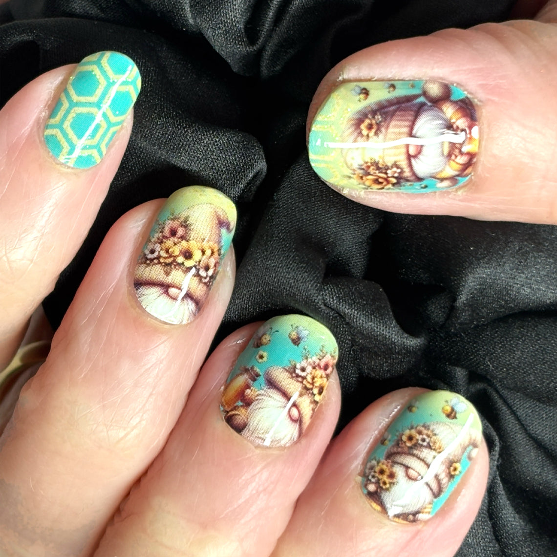 Bee My Gnomie Exclusive Design Nail Wraps (GLITTER ACCENTS)