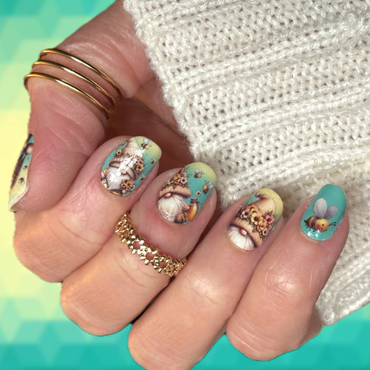 Bee My Gnomie Exclusive Design Nail Wraps (GLITTER ACCENTS)