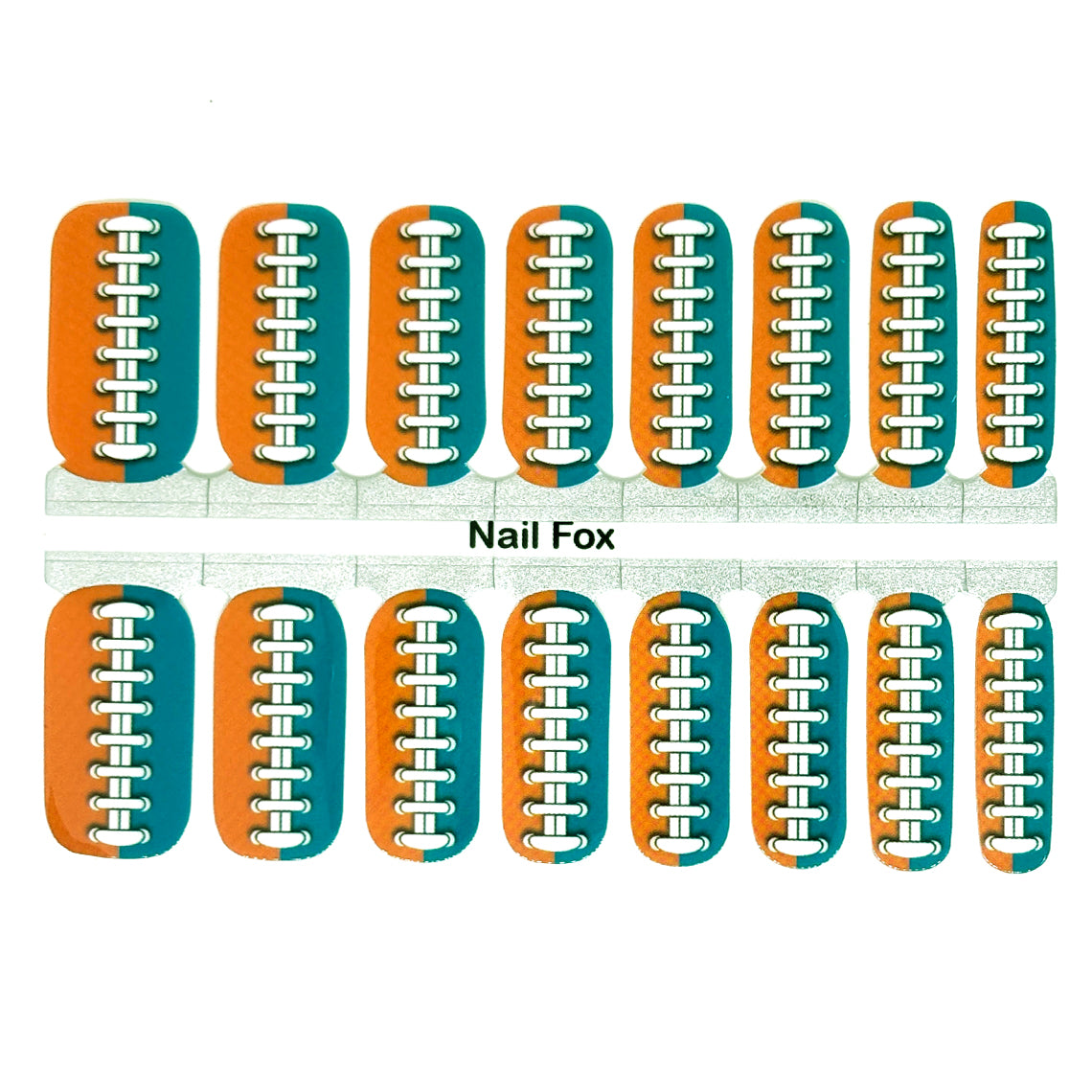 Football Spirit AQUA/ORANGE (Miami) Exclusive Design Nail Wraps
