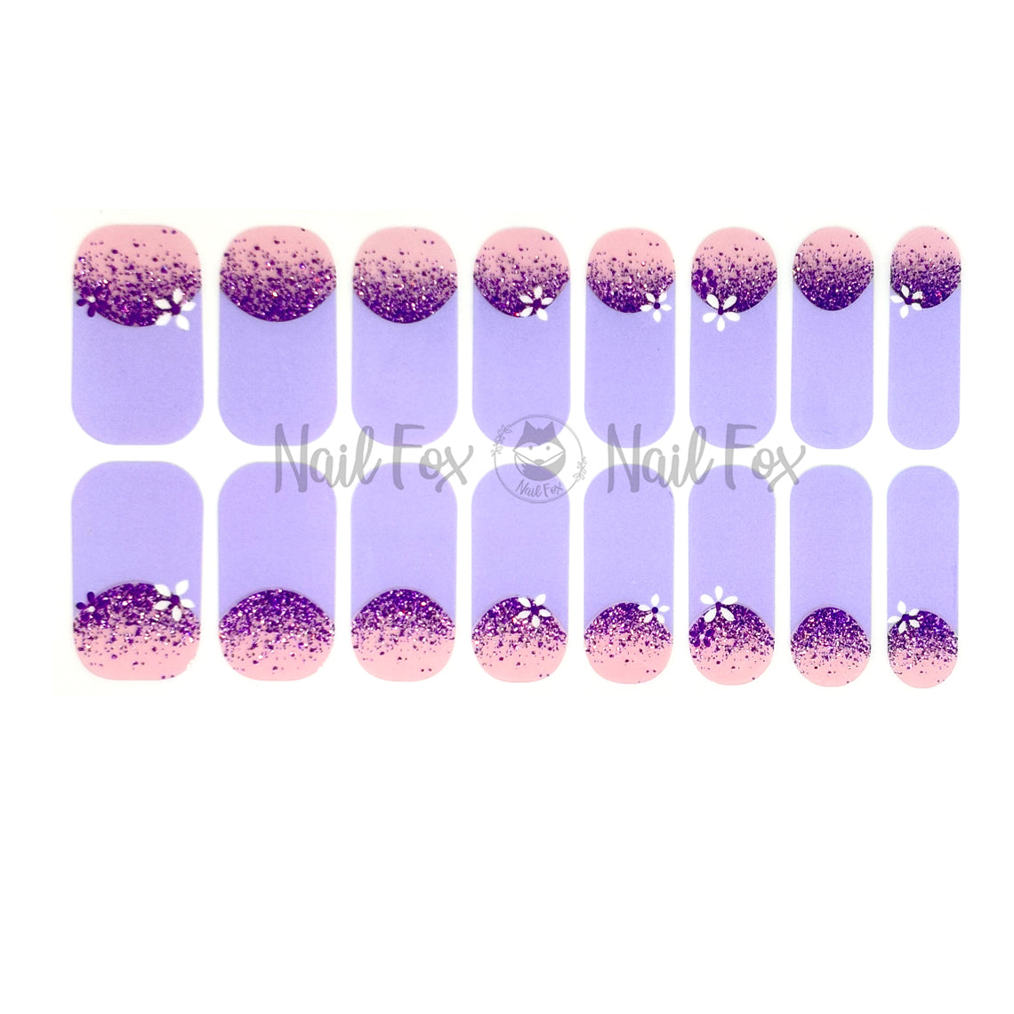 French Bloom Lavender Nail Wraps (Glitter)