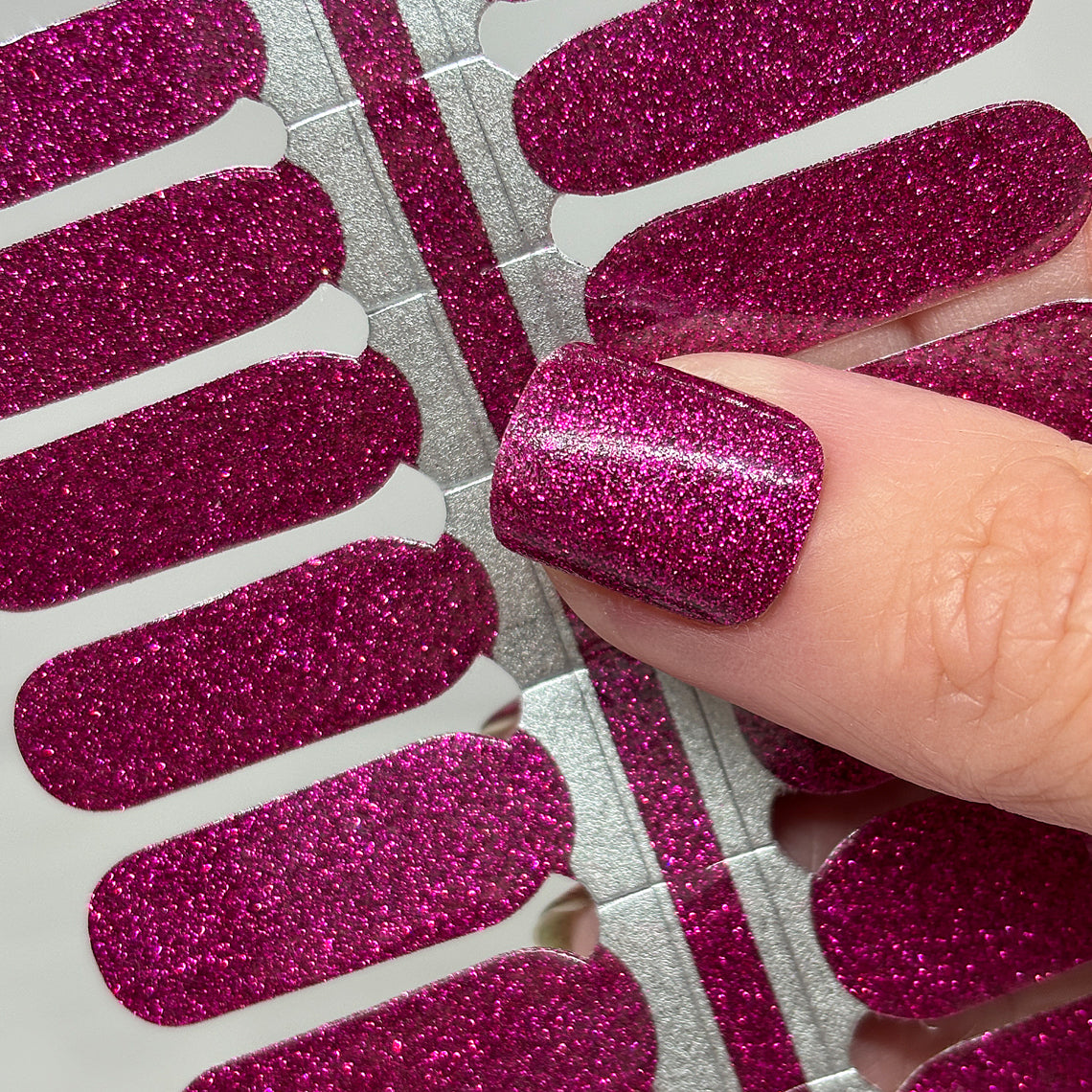Fuchsia Glitter Nail Wraps