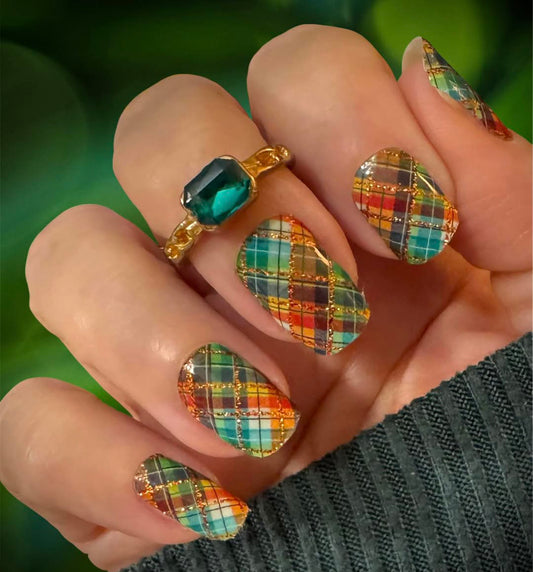 Highland Harvest Plaid Exclusive Design Nail Wraps (GLITTER LINES)