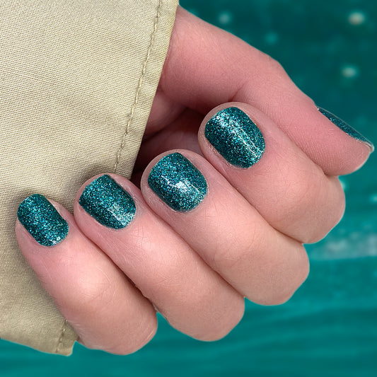 Teal Glitter Nail Wraps