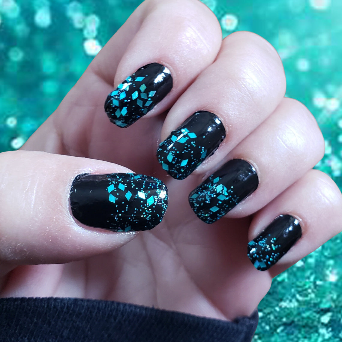 Turquoise Bling Exclusive Design Nail Wraps (HOLO GLITTER)