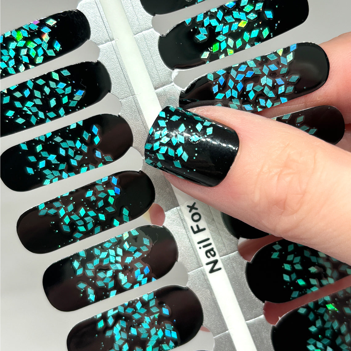 Turquoise Bling Exclusive Design Nail Wraps (HOLO GLITTER)