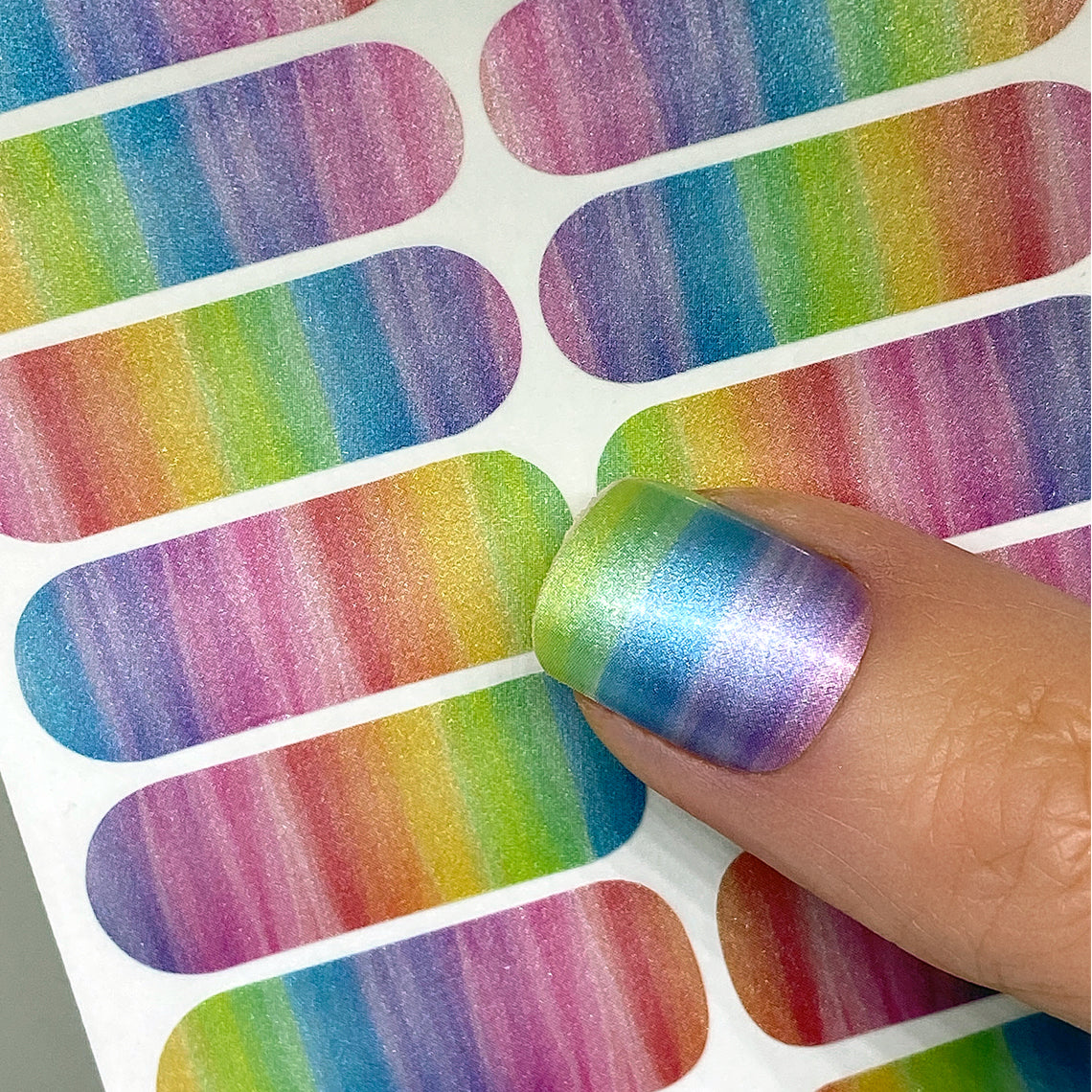 Watercolor Rainbow Nail Wraps (PEARL)