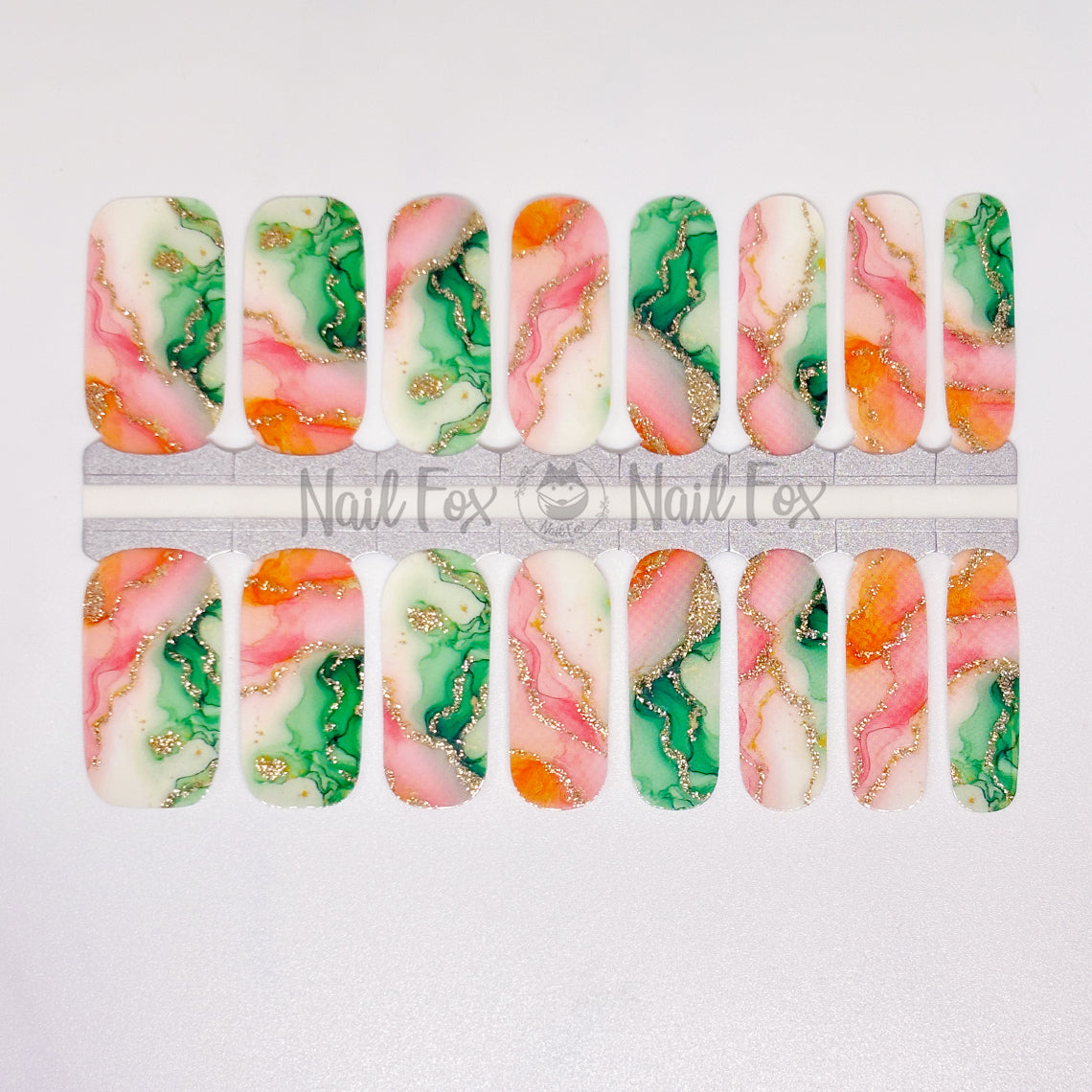 Watermelon Marble Design Nail Wraps