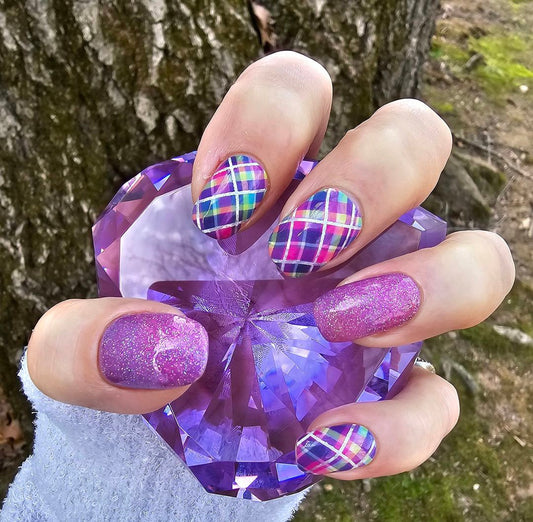 Pink Summer Plaid Exclusive Design Nail Wraps (HOLO)