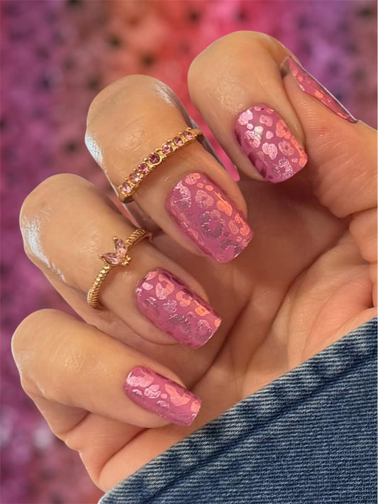 Mauve Leopard Exclusive Design Nail Wraps (FOIL)