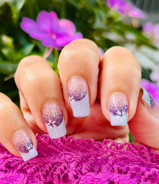 French Bloom Lavender Nail Wraps (Glitter)