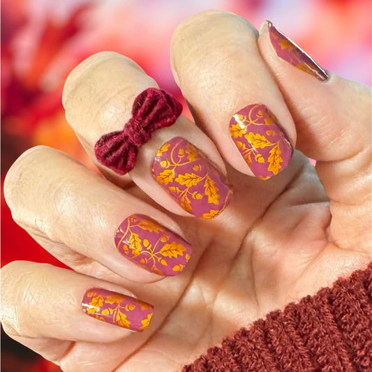 Acorns & Oak Leaves Exclusive Design Nail Wraps (HOLO FOIL)