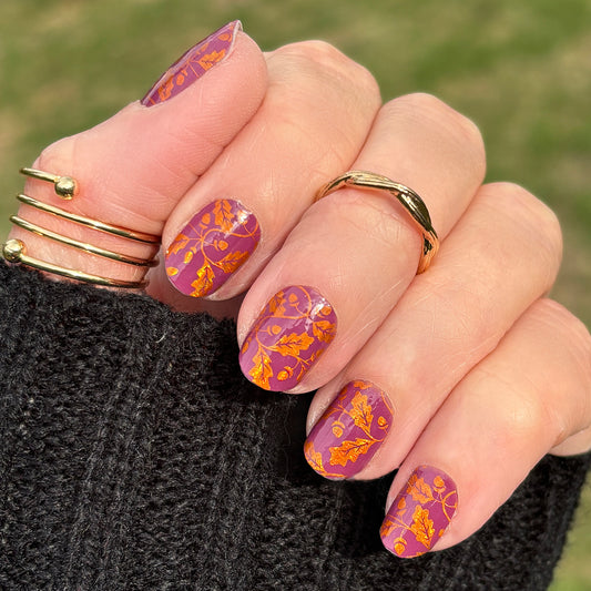 Acorns & Oak Leaves Exclusive Design Nail Wraps (HOLO FOIL)