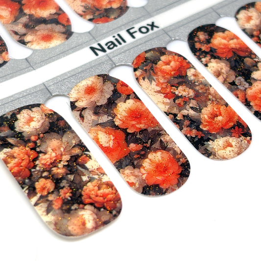 Autumn Bouquet Exclusive Design Nail Wraps (SUBTLE GLITTER)