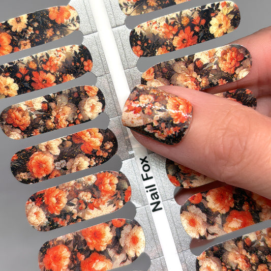 Autumn Bouquet Exclusive Design Nail Wraps (SUBTLE GLITTER)