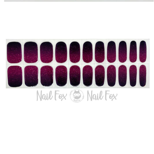 Black Raspberry Ombre Glitter No Light Gel Nail Wraps (NLG)