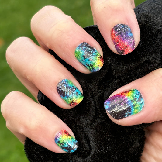 Black Tie Dye Glitter Exclusive Design Nail Wraps