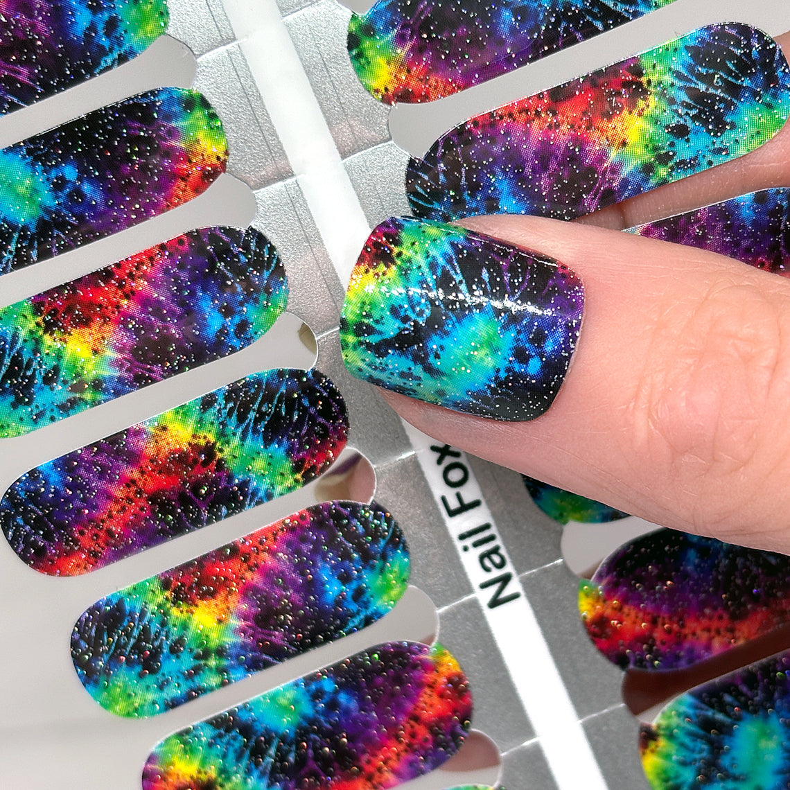 Black Tie Dye Glitter Exclusive Design Nail Wraps