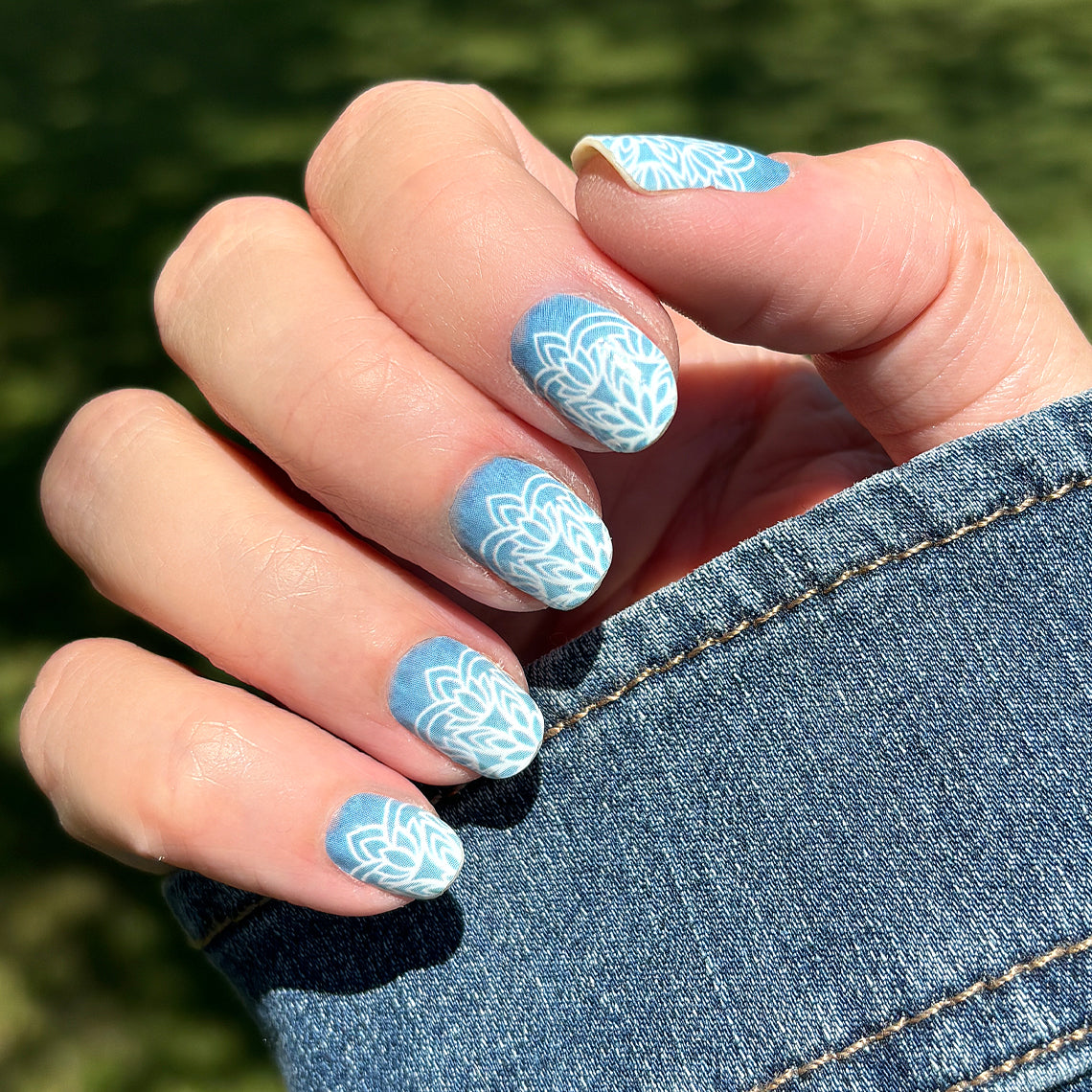 Blue Boho Mandala Exclusive Design Nail Wraps