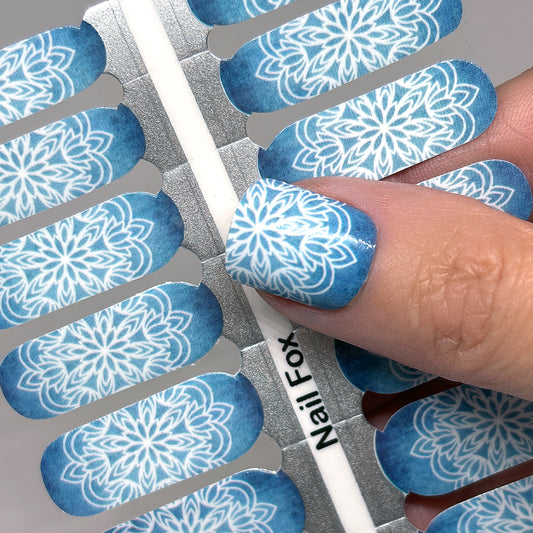 Blue Boho Mandala Exclusive Design Nail Wraps