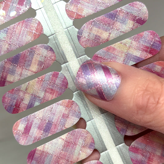 Brushstroke Plaid Plaid Design Nail Wraps (GLITTER LINES)