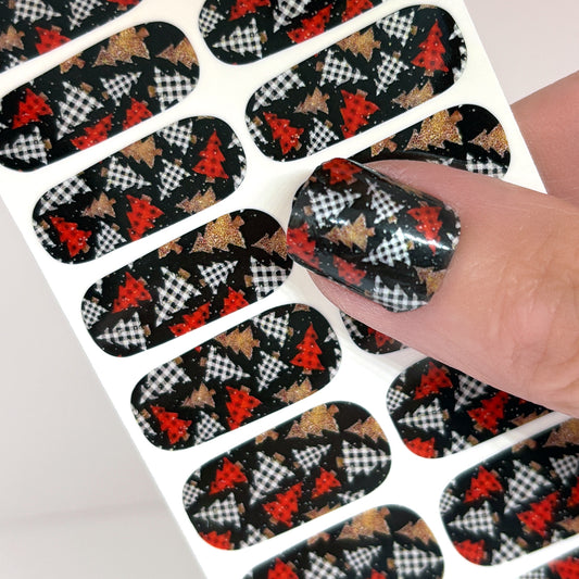 Buffalo Plaid Trees Nail Wraps