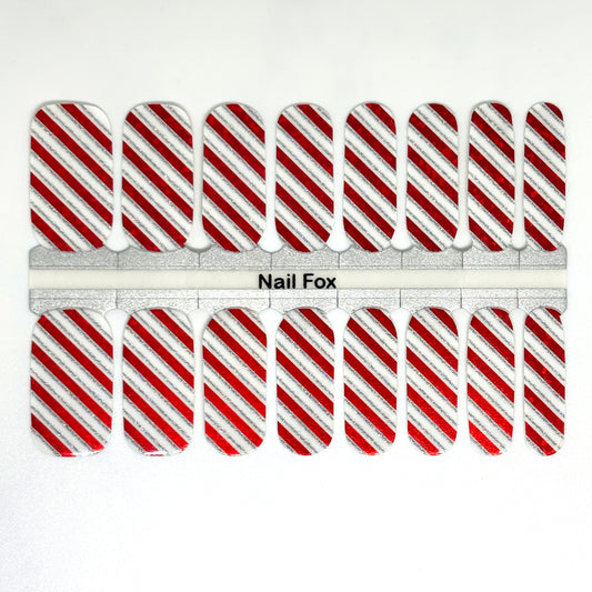 Candy Cane Sparkle Exclusive Nail Wraps (GLITTER/FOIL)