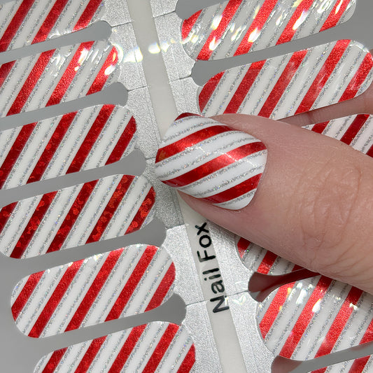 Candy Cane Sparkle Exclusive Nail Wraps (GLITTER/FOIL)