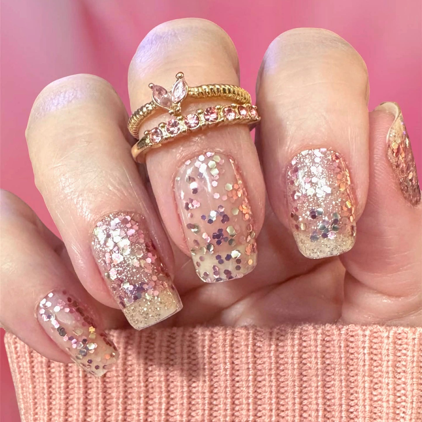 Champagne Rose Exclusive No Light Gel Nail Wraps (NLG)