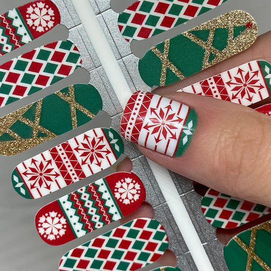 Christmas Time Nail Wraps (Glitter highlights)
