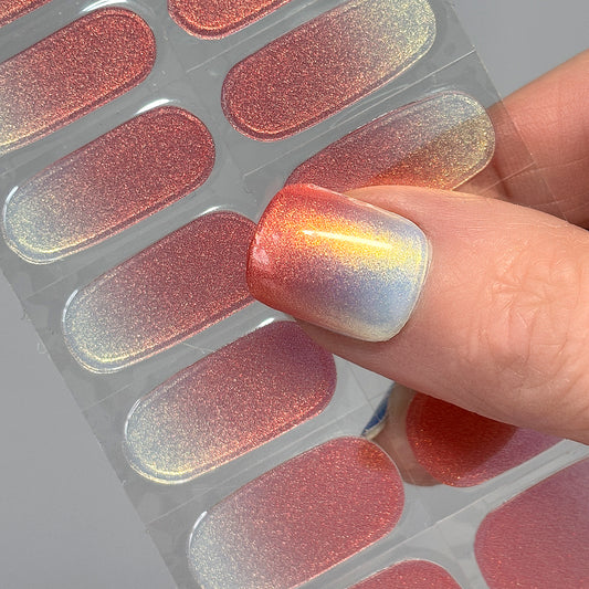 Coral Pink Shifter No Light Gel Nail Wraps (NLG)