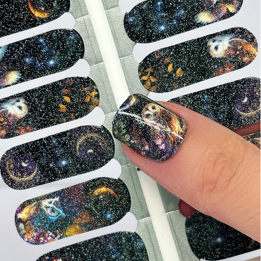 Cosmic Owl Exclusive Design Nail Wraps (GLITTER)