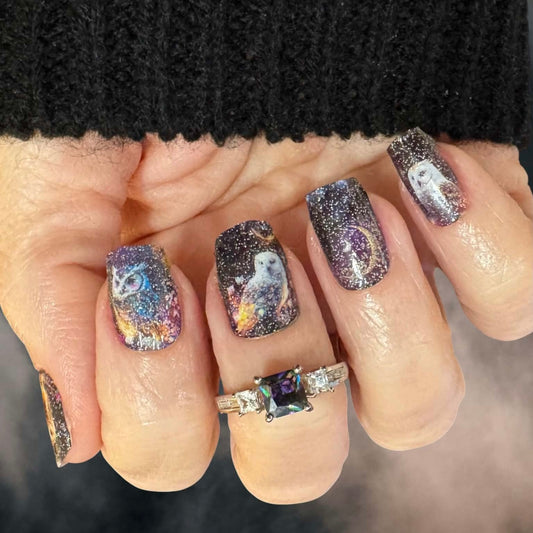 Cosmic Owl Exclusive Design Nail Wraps (GLITTER)