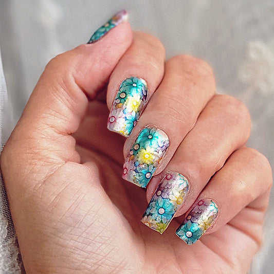 Daisy Dazzle Nail Wraps (METALLIC/CHROME)