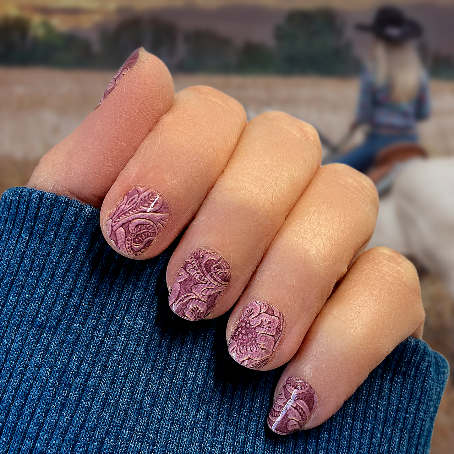 Dusty Rose Leather Exclusive Design Nail Wraps