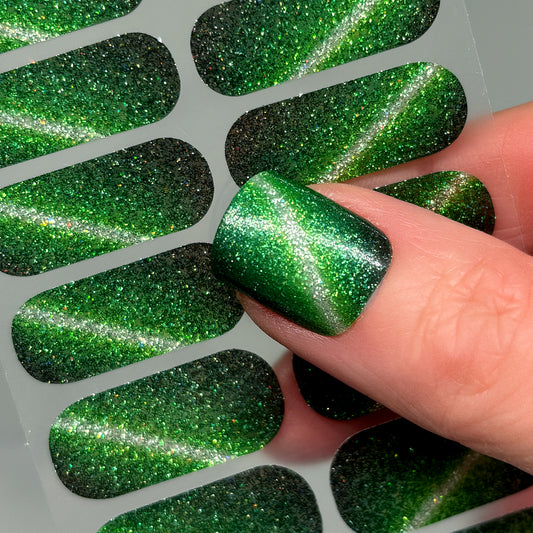 Emerald Eclipse Nail Wraps (CATS EYE GLITTER)