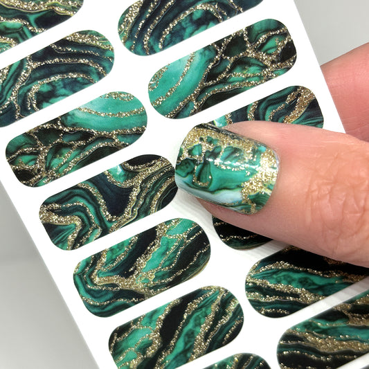 Emerald Geode Exclusive Design Nail Wraps (Glitter)