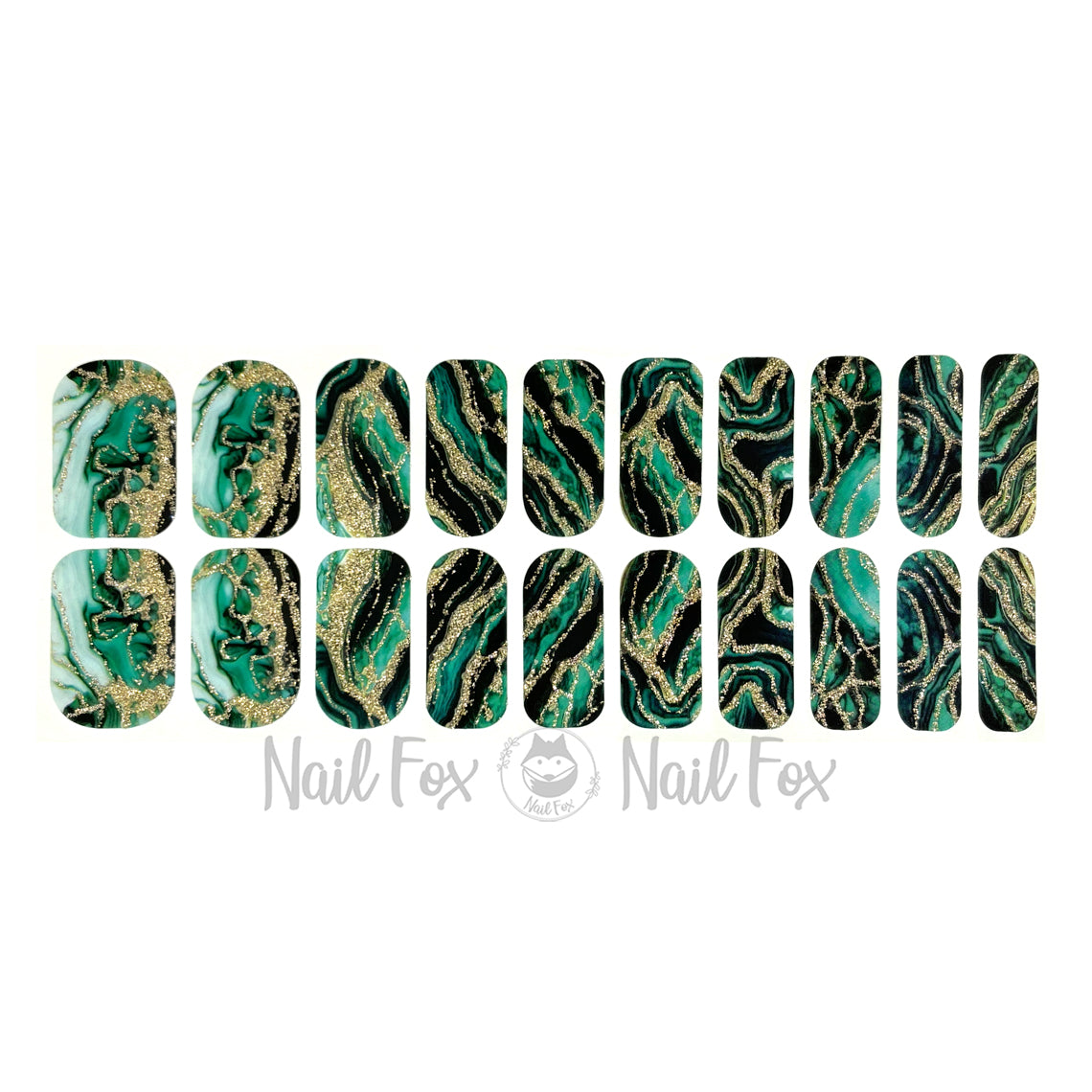 Emerald Geode Exclusive Design Nail Wraps (Glitter)