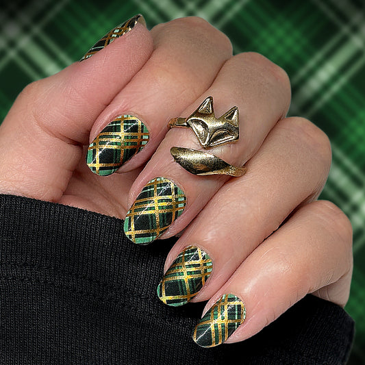 Emerald Plaid Exclusive Design Nail Wraps (HOLO FOIL)