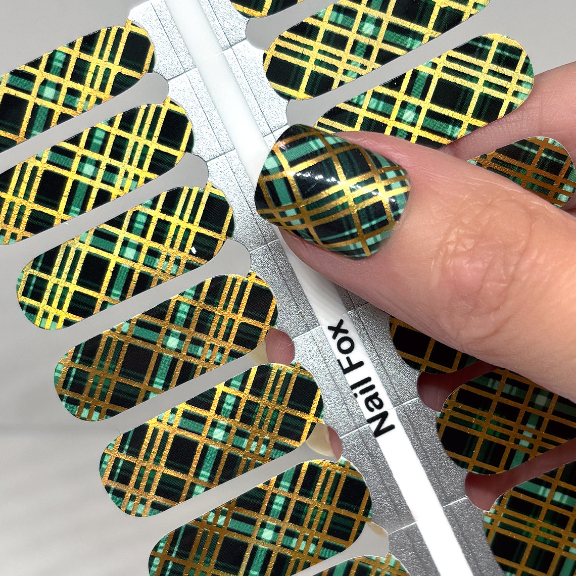 Emerald Plaid Exclusive Design Nail Wraps (HOLO FOIL)