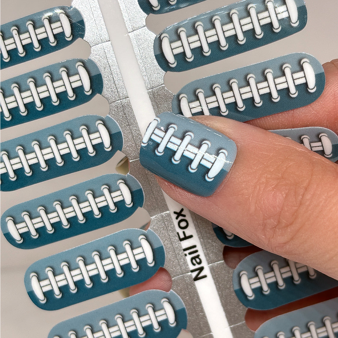 Football Spirit BLUE GREEN/SILVER (Philadelphia) Exclusive Design Nail Wraps