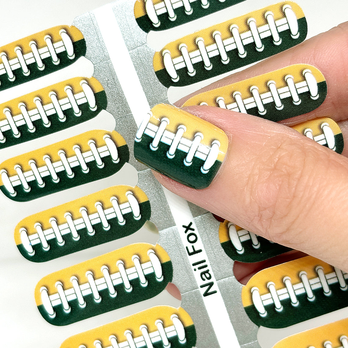 Football Spirit DARK GREEN/GOLD (Green Bay) Exclusive Design Nail Wraps