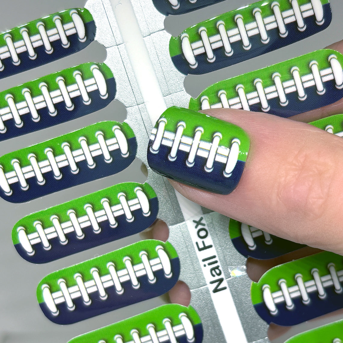 Football Spirit NAVY/Green (Seattle) Exclusive Design Nail Wraps