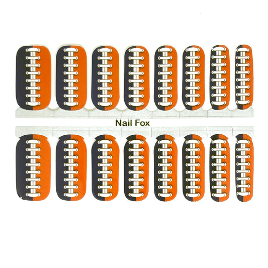 Football Spirit Blue/Orange (Denver) Exclusive Design Nail Wraps