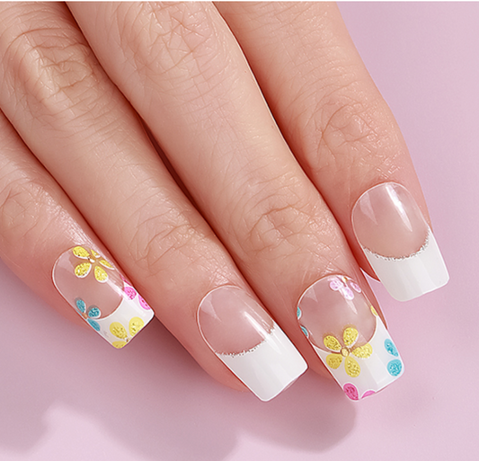 French Tips - Flower Power Nail Wraps (Glitter)