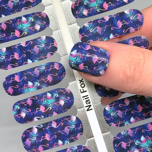 Flamingo Night Exclusive Design Nail Wraps