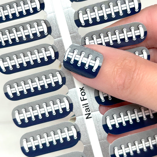 Football Spirit NAVY/SILVER (Dallas) Exclusive Design Nail Wraps