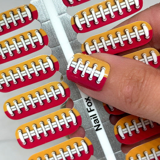 Football Spirit RED/GOLD (KC) Exclusive Design Nail Wraps