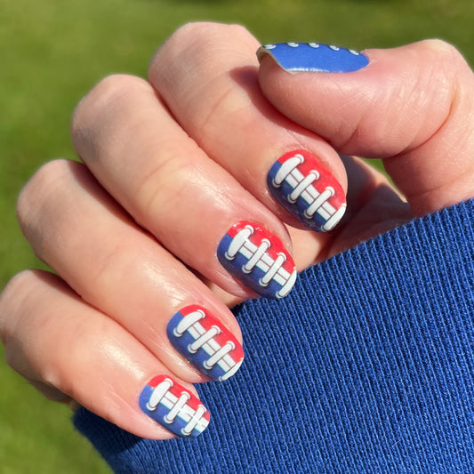 Football Spirit RED/BLUE (Buffalo) Exclusive Design Nail Wraps