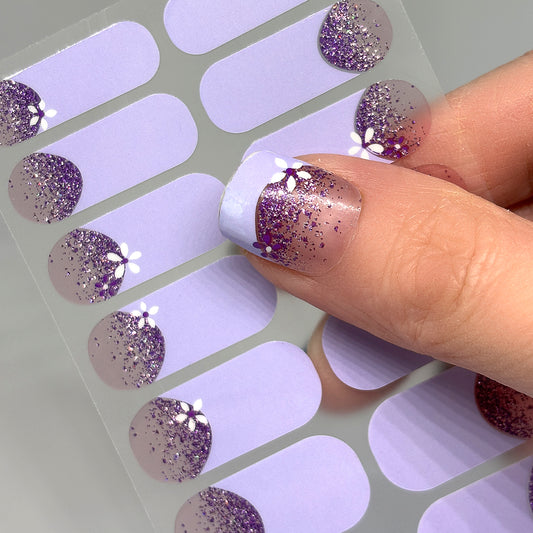 French Bloom Lavender Nail Wraps (Glitter)